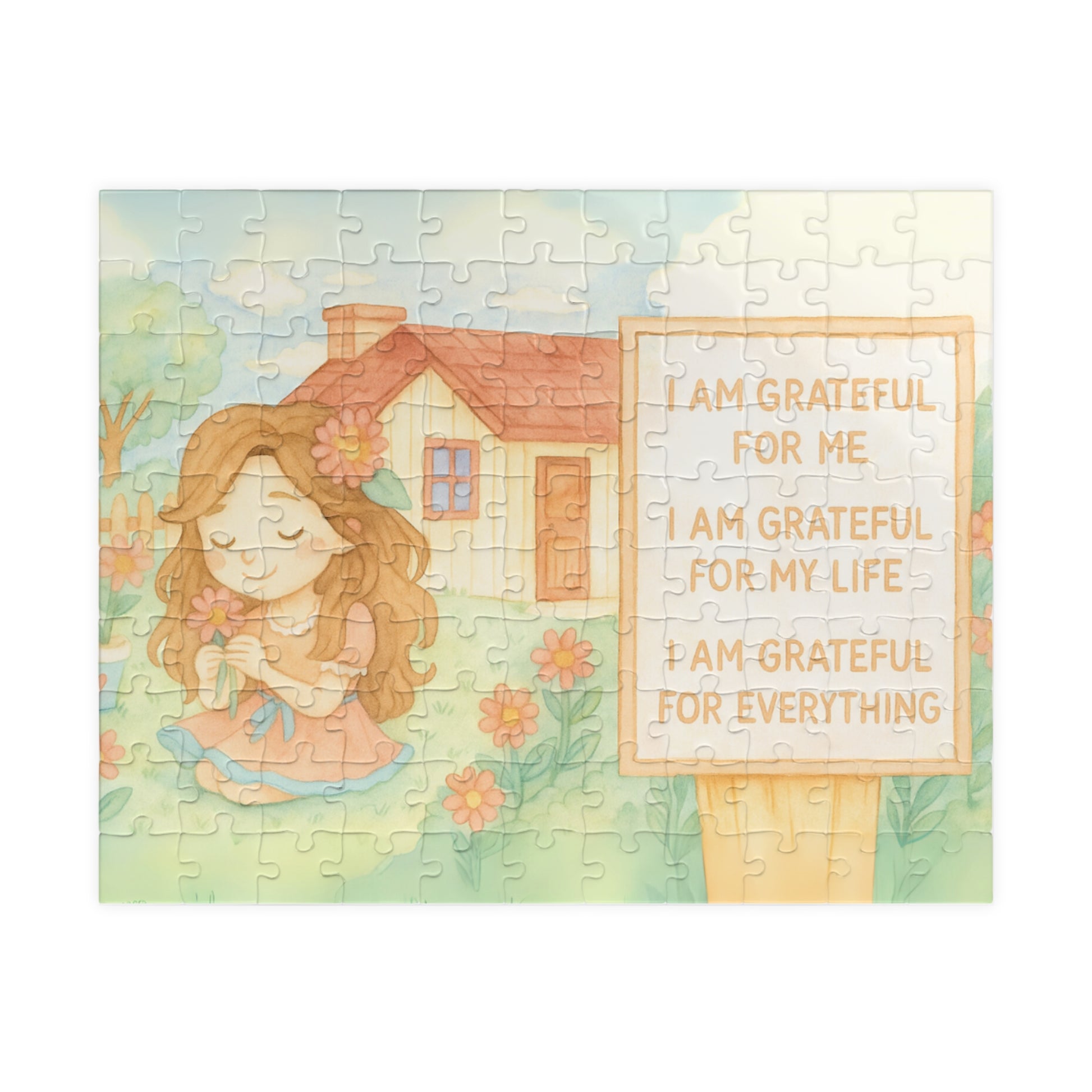 Gratefulness Themed Puzzle - Little Girl, Heartwarming Puzzle for Family Fun, Mindfulness Activity, Self-Care Gift, Relaxing Puzzle Decor