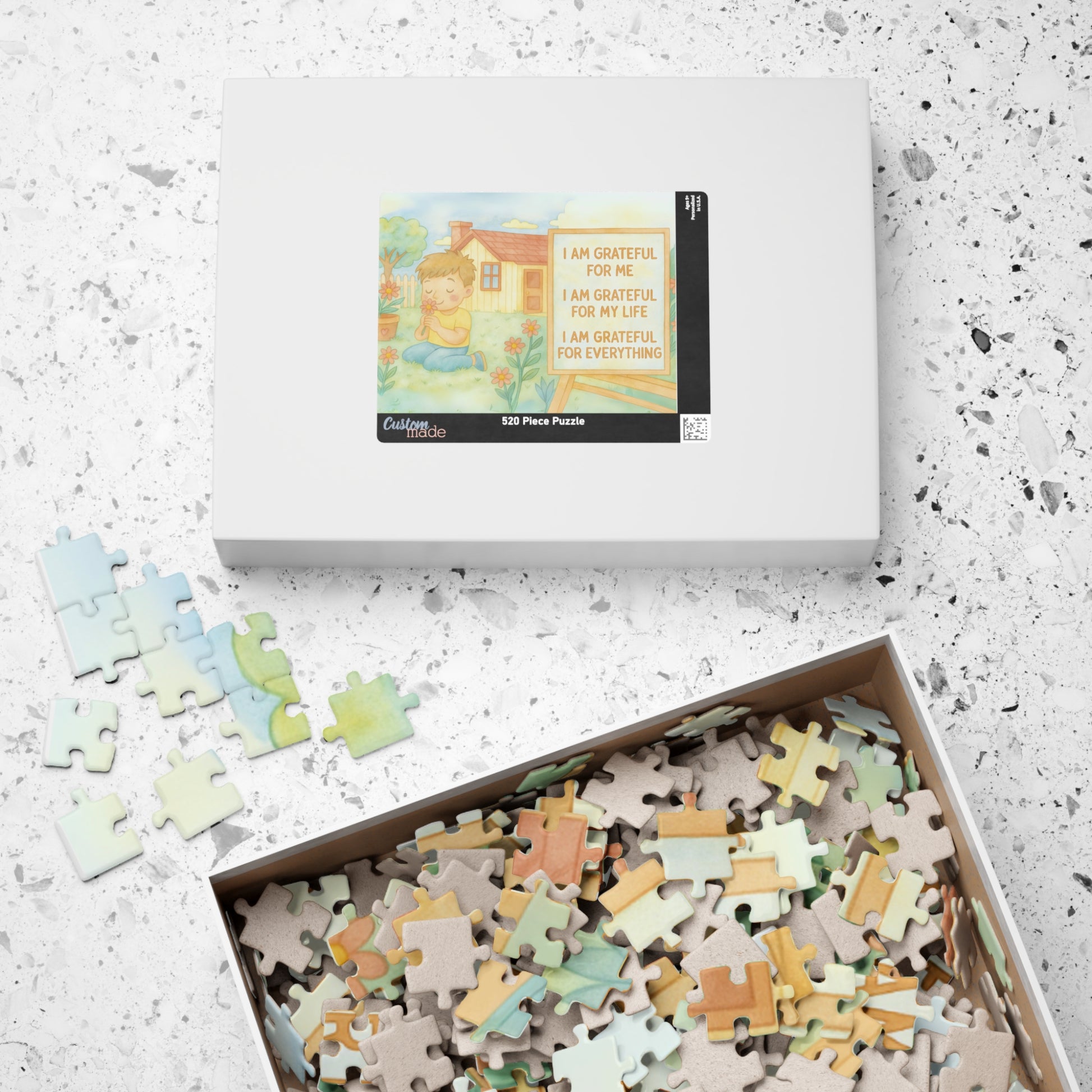 Gratefulness Themed Puzzle - Little Boy, Heartwarming Puzzle for Family Fun, Mindfulness Activity, Self-Care Gift, Relaxing Puzzle Decor