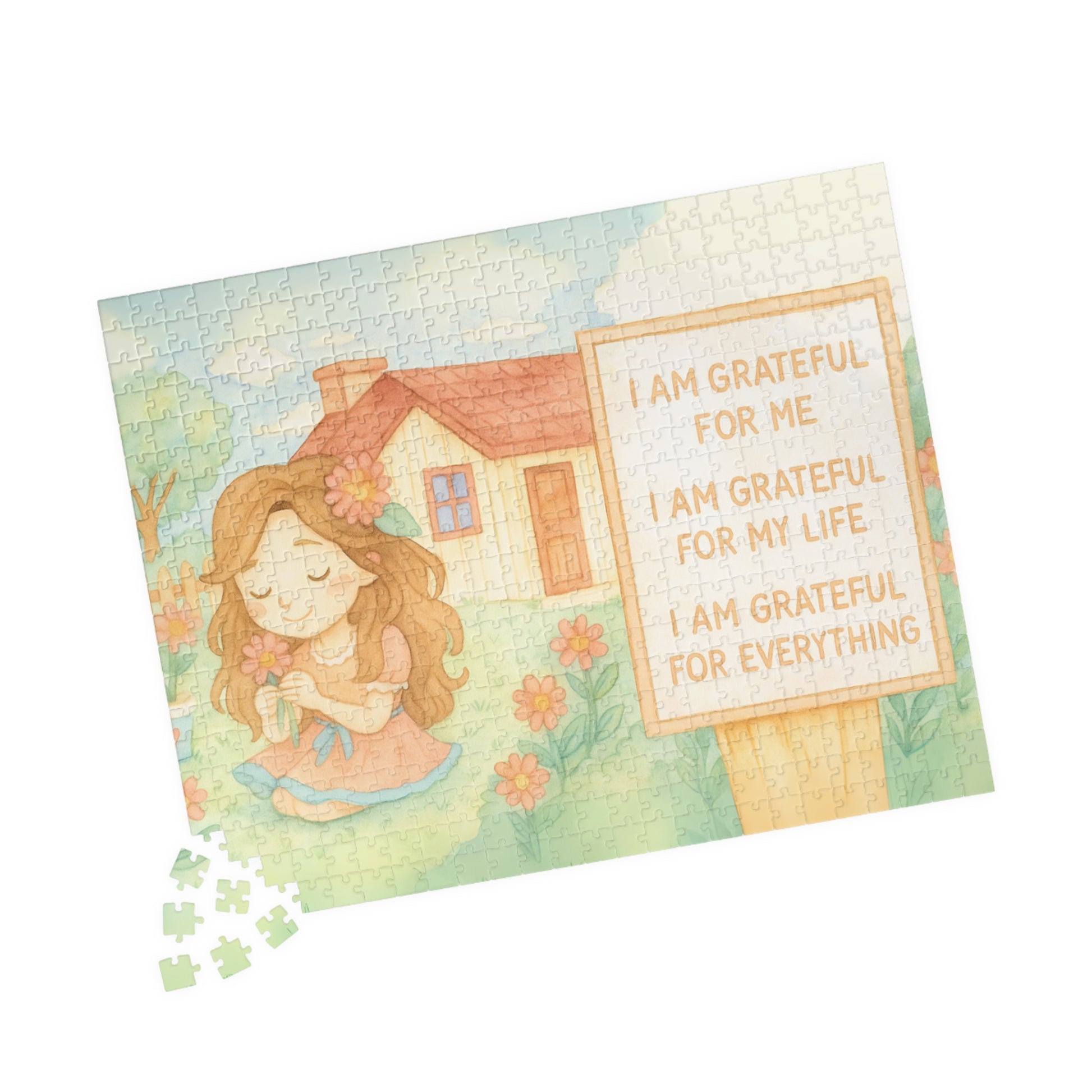 Gratefulness Themed Puzzle - Little Girl, Heartwarming Puzzle for Family Fun, Mindfulness Activity, Self-Care Gift, Relaxing Puzzle Decor