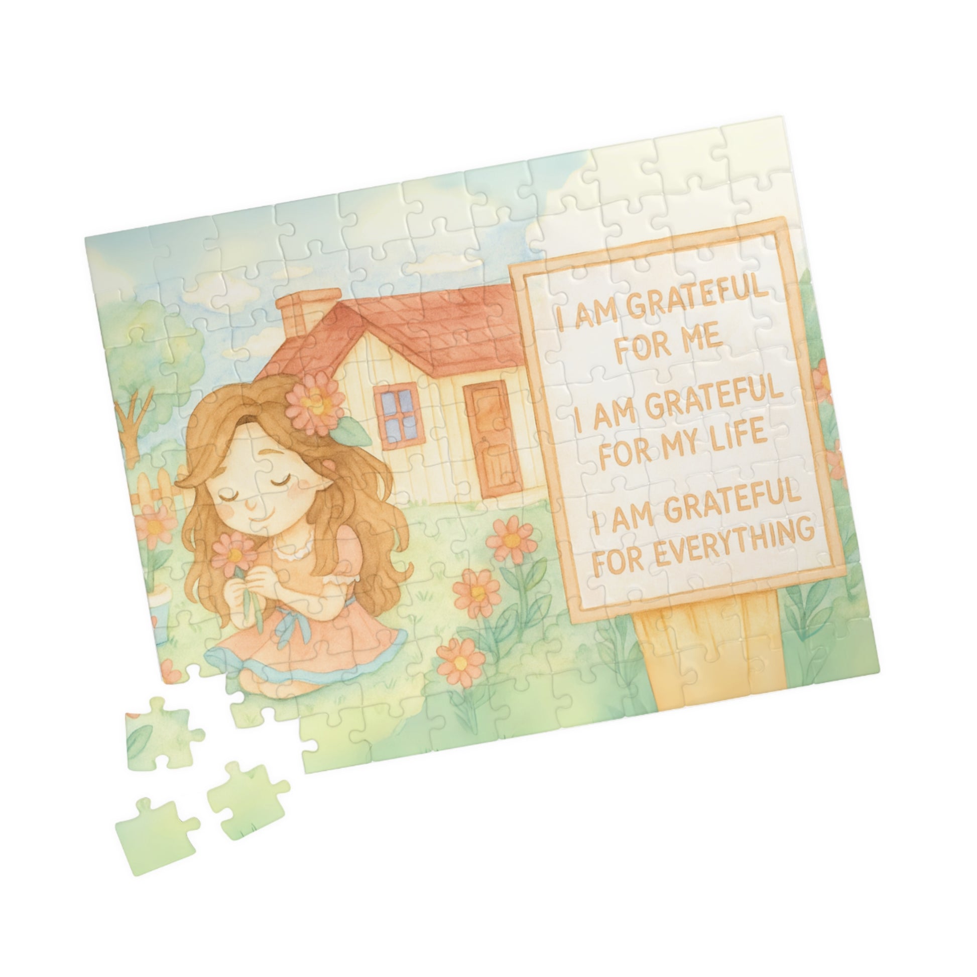 Gratefulness Themed Puzzle - Little Girl, Heartwarming Puzzle for Family Fun, Mindfulness Activity, Self-Care Gift, Relaxing Puzzle Decor