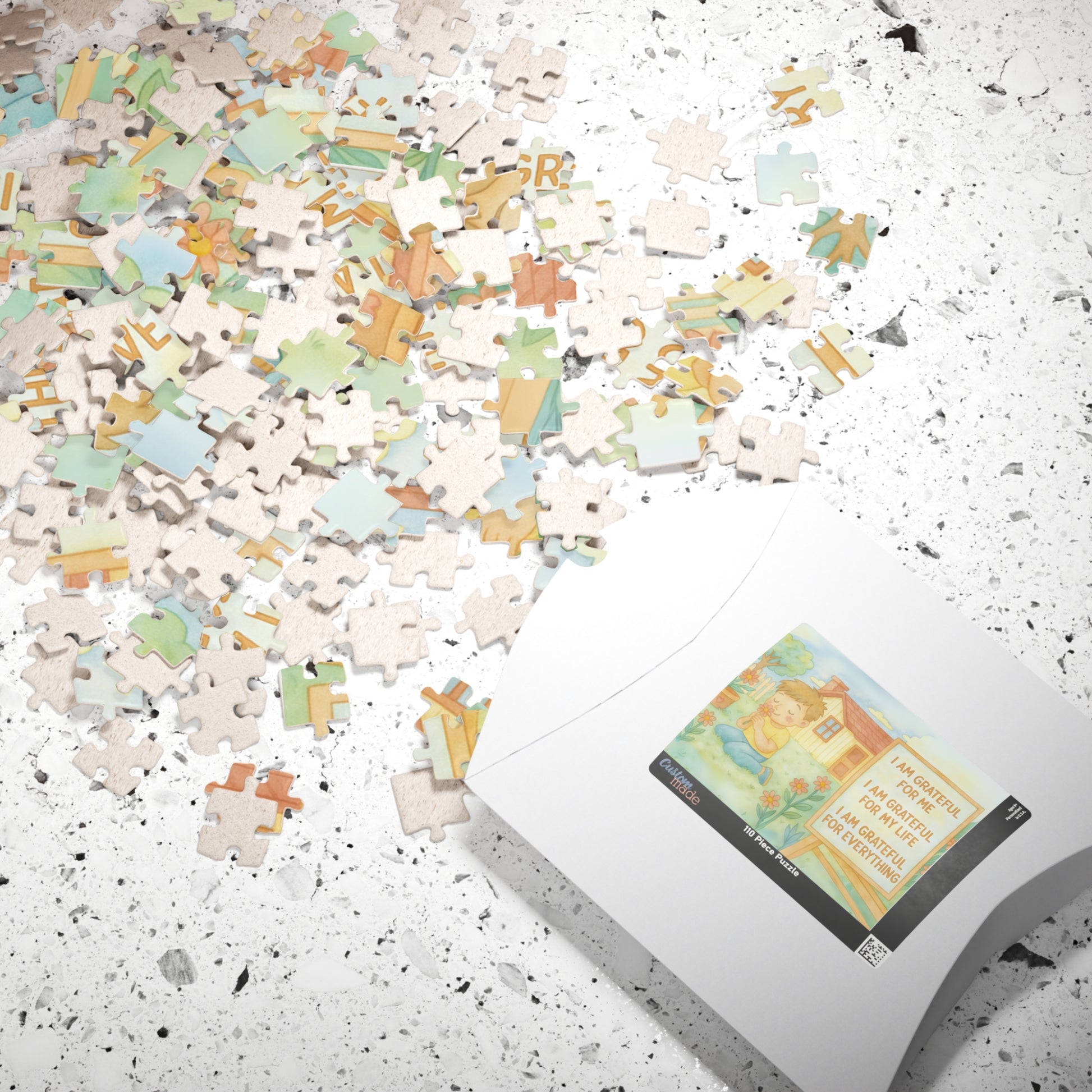Gratefulness Themed Puzzle - Little Boy, Heartwarming Puzzle for Family Fun, Mindfulness Activity, Self-Care Gift, Relaxing Puzzle Decor