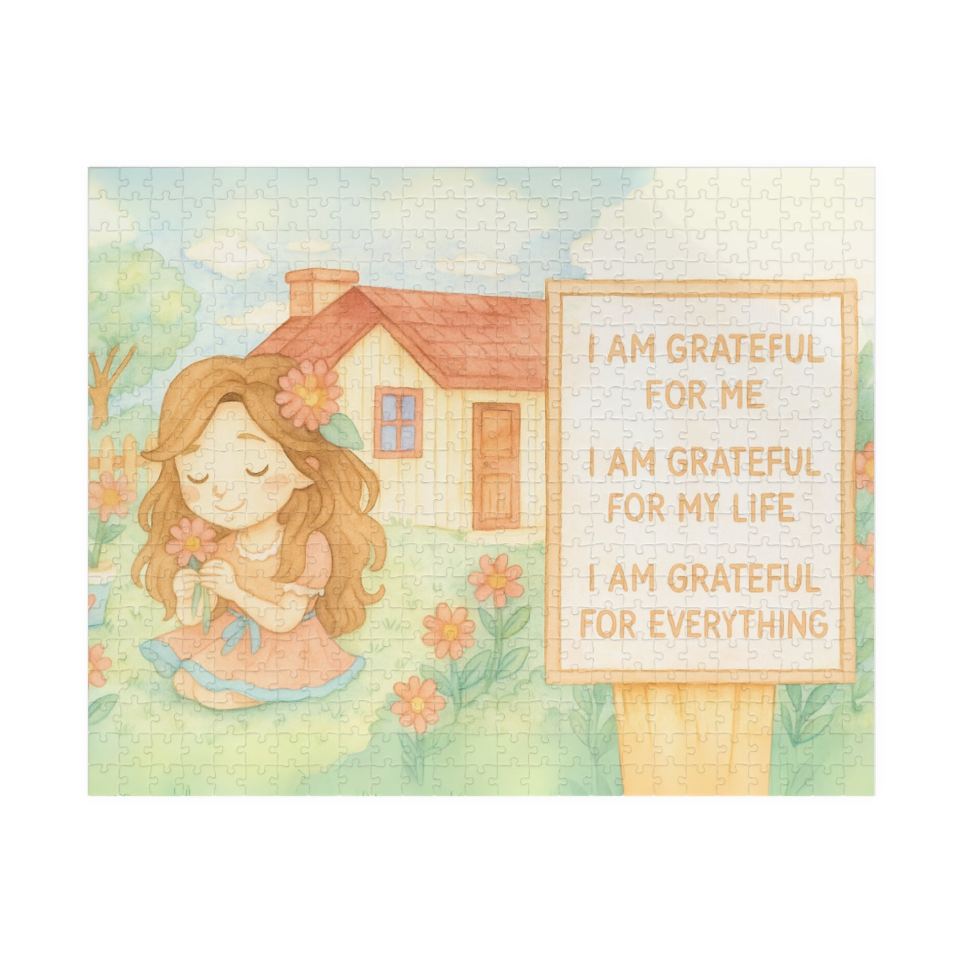 Gratefulness Themed Puzzle - Little Girl, Heartwarming Puzzle for Family Fun, Mindfulness Activity, Self-Care Gift, Relaxing Puzzle Decor